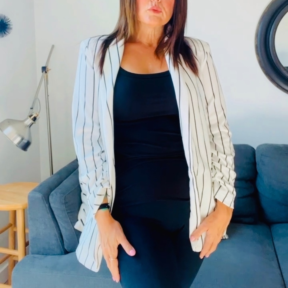 Floerns Women's Casual Long Sleeve Pop Art Colorful Blazer